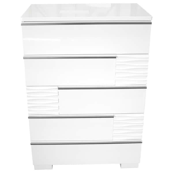Best Master Furniture Athens 5 Drawer Chest Athens White Lacquer 5 Drawer Chest Athens 5 Drawer Chest - main